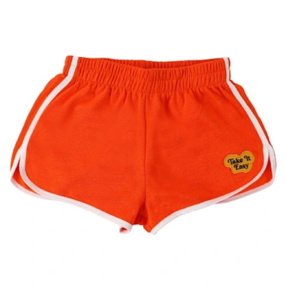 Women's Orange Embroidered Shorts